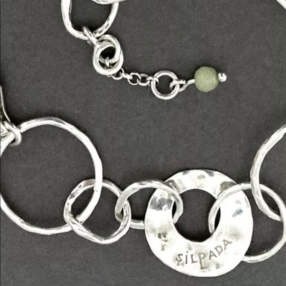 Silpada Hammered Sterling Silver ‘PAPER CHAIN’ Circle Links Bracelet B1217 - Picture 14 of 16